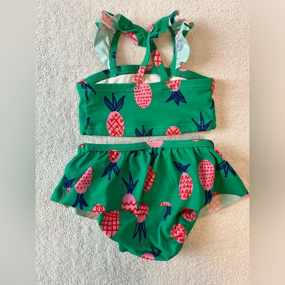 Hanna Andersson two piece baby swimsuit, green pink pineapples. Sz 6-12 mos - Picture 4 of 4